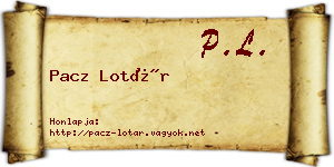 Pacz Lotár névjegykártya